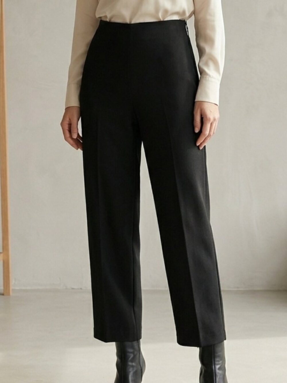 Lined Due per Due Veste Black Polyester Wide-Leg‎ Trouser Pants Size 8